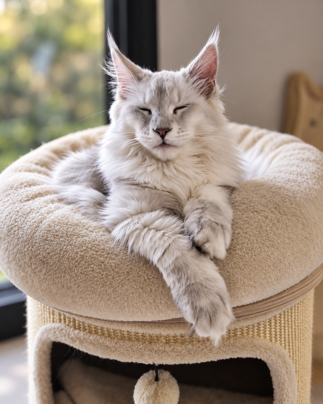 Jeune Maine Coon silver shaded socialisé au cœur de la maison à la Maine Coon Corp